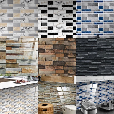 48pcs Peel & Stick Brick Kitchen Backsplash Self-Adhesive Wall Tile Stone Design - Image 1 of 4