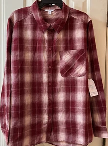 Time and Tru Women’s Plaid Button Down Shirt NWT Size XXL (20) - Picture 1 of 4