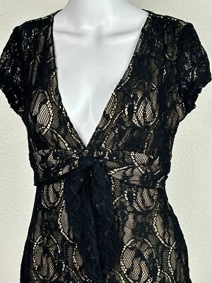 Vestido de cóctel de encaje negro adecuado Karen Alexander Boston de colección talla 6 WhimsyGoth Y2K Foto 1 de 4