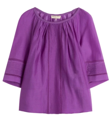 $870 Blusa Emilio Pucci Algodón Seda Púrpura 46 IT, 10 EE. UU., 14 U.K., NUEVA CON ETIQUETAS Foto 1 de 4