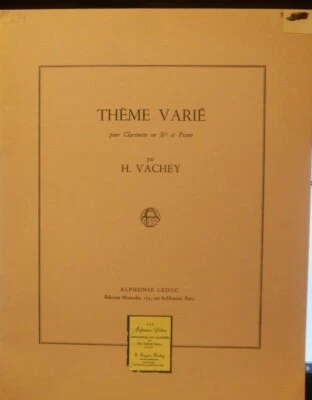 Clarinet & Piano Theme Varie by Henri Vachey New Publisher price $26.60 - Image 1 of 3