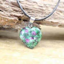 Green Ruby in Zoisite Heart Pendant Necklace Ladies Reiki Healing Crystal Stone