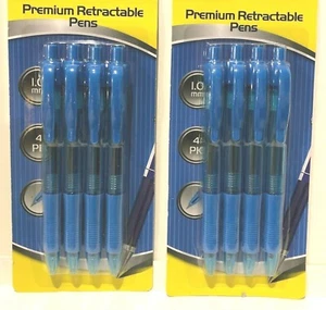 8 X PREMIUM RETRACTABLE BLUE FINE BALLPOINT PENS,1.O MM , - Foto 1 di 3