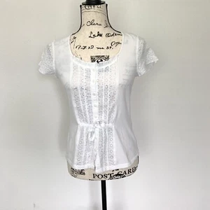 Emma James White Eyelet Lace Short Sleeve Blouse Petite M - Picture 1 of 6