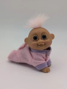 CRAWLING BABY GIRL - 3" Russ Troll Doll Pink Blue Eyes - Picture 1 of 13
