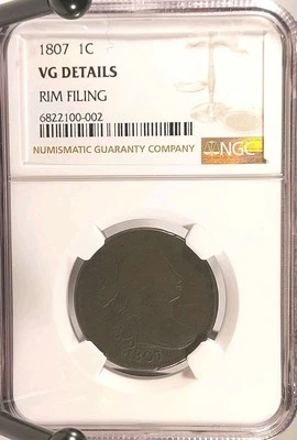 1807 Draped Bust Large Cent Large Fraction NGC VG Details - Image 1 of 4
