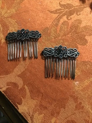 复古发梳,装饰黑色水钻串珠设计 — 第 1/3 张图片