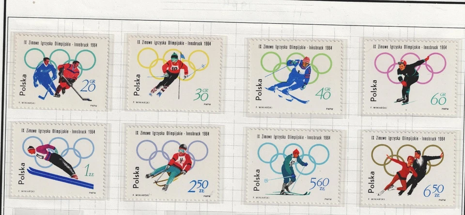 波兰体育因斯布鲁克冬季奥运会套装 1964 年全新邮票 — 第 1/1 张图片