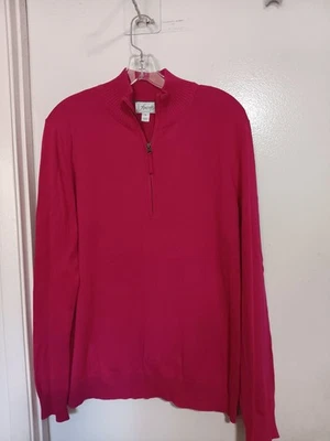 FOXCROFT WOMANS PINK SWEATER PULLOVER 1/2 ZIPPER LONG SLEEVES SIZE XL - Image 1 of 3