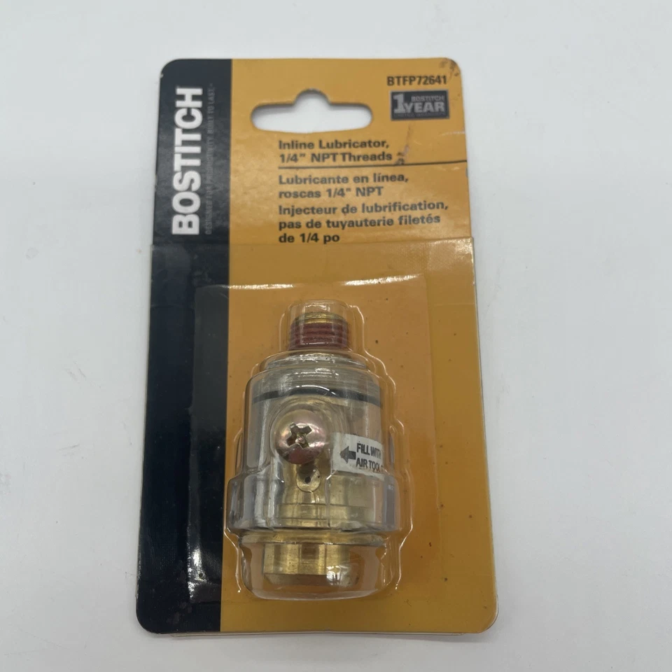 BOSTITCH INLINE LUBE-1/4 NPT AIRE ACEITE LUBRICADOR NEUMÁTICO AIRE ACONDICIONADO HERRAMIENTA BTFP72641  Foto 1 de 4