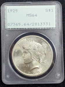 "OLD RATTLER" 1925-P $1 Silver Peace Dollar- PCGS Graded MS64 "Amazing Luster" - Picture 1 of 4