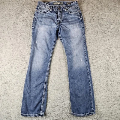 BKE Denim Jeans Mens 31L Blue Aiden Light Wash Distressed Buckle 100% Cotton - Image 1 of 4
