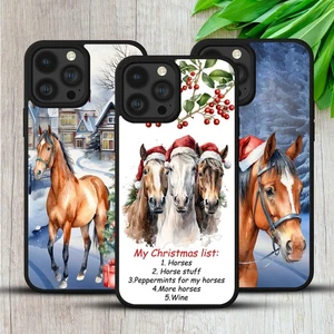 CHRISTMAS HORSES CASE FOR IPHONE SAMSUNG HUAWEI GOOGLE SNOW GIFT PHONE COVER - Picture 1 of 30