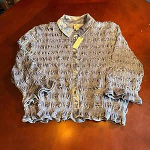 NWTs Maeve Anthropologie Textured Velvet Ruffle Luxe Style Blouse (XLarge) - Picture 1 of 7