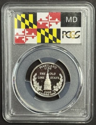 2000-S Maryland 90% SILVER Washington Quarter ~PCGS PR69DCAM State Flag Label - Image 1 of 2