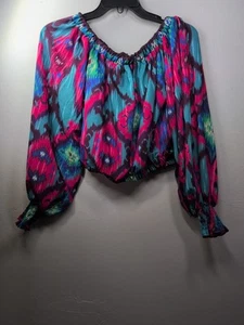 CQ by CQ Multicolor off The Shoulder Long Sleeve Blouse Cropped Small - Picture 1 of 5
