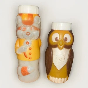 Vintage Evenflo Kunststoff Babyflasche Eule und Waschbär. Made In USA! Kostenloser Versand! - Bild 1 von 3
