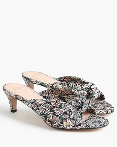 J. CREW KNOTTED FRONT FLORAL SLIDE ON KITTEN HEELS, WOMEN'S 6 - Picture 1 of 8