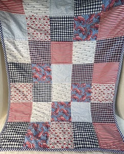 Vineyard Vines Target Patchwork Whales Lobsters Baby Quilt 28”x 38” Crib Blanket - Picture 1 of 15