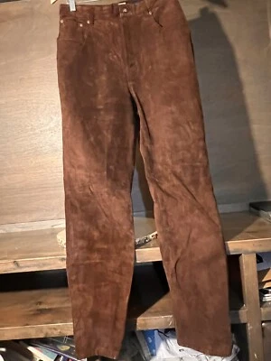 Pantalones vintage EXP Express 100 % forrados de cuero para mujer talla 11/12 MARRÓN USADOS EN EXCELENTE ESTADO Foto 1 de 4