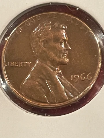 1966 Penny No Mint Mark - Lincoln Memorial Cent -L Error on rim Cover