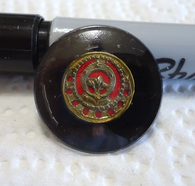 Vintage Metal Design Under Glass Button 15/16" Signed John Porter 1971 - Image 1 of 4