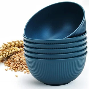Unbreakable Cereal Bowls Set of 6 24 OZ Wheat Straw Bowls Microwave - Picture 1 of 7