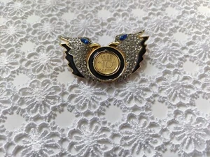 Ciondolo Da Collana Fenice Doppia Testa Pendaglio con cristalli e moneta - Foto 1 di 3