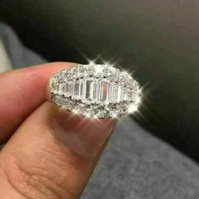 4Ct Lab-Created Diamond Half Eternity Wedding Band Ring 14K White Gold Finish - Image 1 of 4