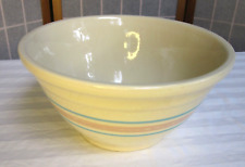 Vintage McCoy Oven Ware USA Pink and Blue Stripe Stoneware Bowl 10"