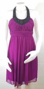 MIKAEL AGHAL Womens Hot Ruby Halter Dress Size 2 Beads Gemstones Ruched New  - Picture 1 of 12