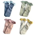 Women Fuzzy Plush Slipper Socks Cute Bowknot Thick Warm Coral Fleece Sleep Socks