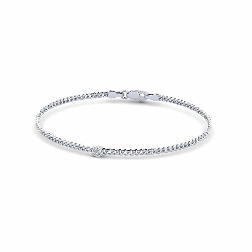 0.10ct Bezel Set Round Cut VS1-GH GIA Certified Lab Grown Diamond Chain Bracelet - Image 1 of 4