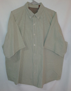 Bob Timberlake Shirt Men's 2XL Green/White Check Short Sleeve Button Up Casual