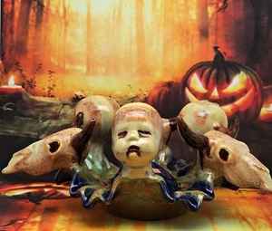 Tufted Relic of the Lost - Unsettling Ceramic Decorative Bowl Halloween Spooky - Picture 1 of 12