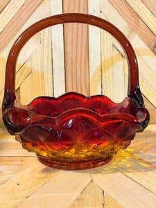Exquisite Vintage Fenton Amberina Art Glass, Brides Basket Illuminates UV Glow! - Picture 1 of 6