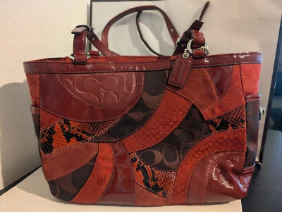 Bolso de hombro Coach F0993-F14004 Signature Mosaic Gallery rojo vintage Foto 1 de 4