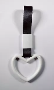 White Heart Tsurikawa JDM Handle Black Strap - Picture 1 of 2