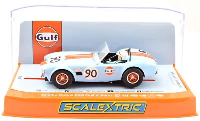 Scalextric "Gulf" Shelby Cobra 289 W/ Lights 1/32 Scale Slot Car C4509 - Image 1 of 3