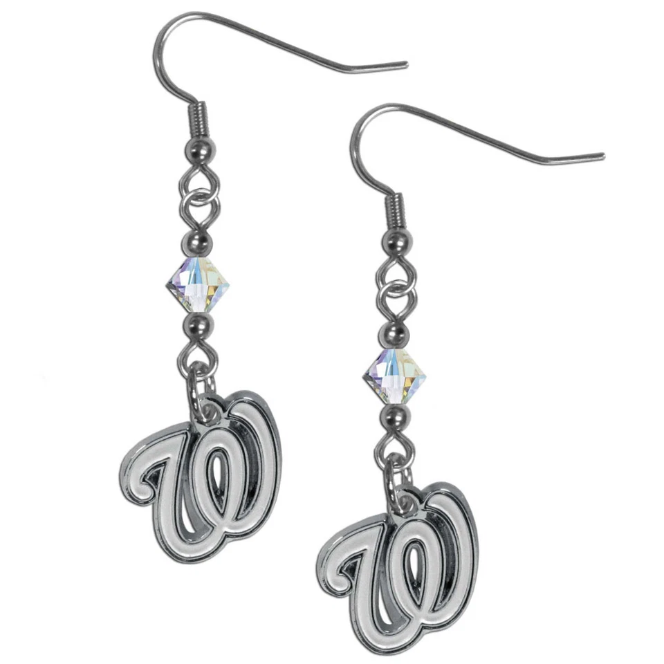 Washington Nationals MLB Crystal Dangle Earrings, Baseball Jewelry - Image 1 of 1