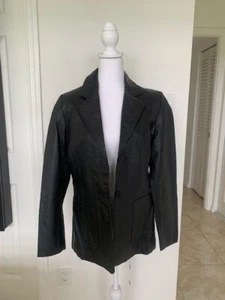 Pre-Owned Vintage Metrostyle Black Genuine Leather Lined Jacket Size 8 - Picture 1 of 11