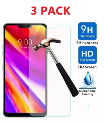 3-Pack For LG ThinQ G7 Premium Clear Tempered Glass Screen Protector - Image 1 of 4