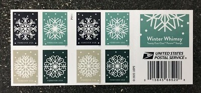 2024USA #5948-5951b Forever Winter Whimsy - Booklet of 20  Mint  snowflakes - Image 1 of 2