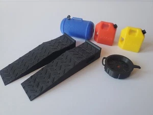 Ramps Air Tank Red Gas Diesel Can Oil Pan Filter for  1/10 Scale Garage Shop - Picture 1 of 13