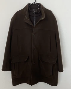 Cole Haan Mens Wool Dark Brown Mock Neck Long Sleeve Coat Jacket Size XXL - Picture 1 of 12