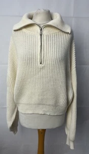 Primark Cream Zip Neck Jumper XL 18/20 Long Sleeve Knit - Picture 1 of 12
