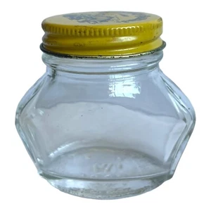 Hickory Farms of Ohio Glass Jar Vintage 3009 X 12 Yellow Metal Lid 2.5x2.5” - Picture 1 of 10