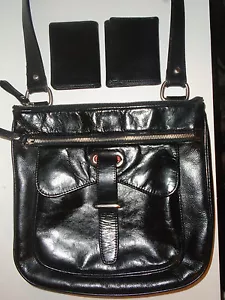 DANIER BLACK PATENT LEATHER SIDE SADDLE X-BODY BAG PURSE $268 RETAIL - Picture 1 of 11