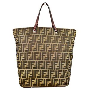 FENDI Zucca pattern hand tote bag nylon leather authentic #218