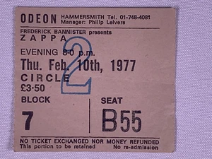 Entrada Vintage Original De Frank Zappa Tour Europeo Hammersmith 1977 #2 - Imagen 1 de 12